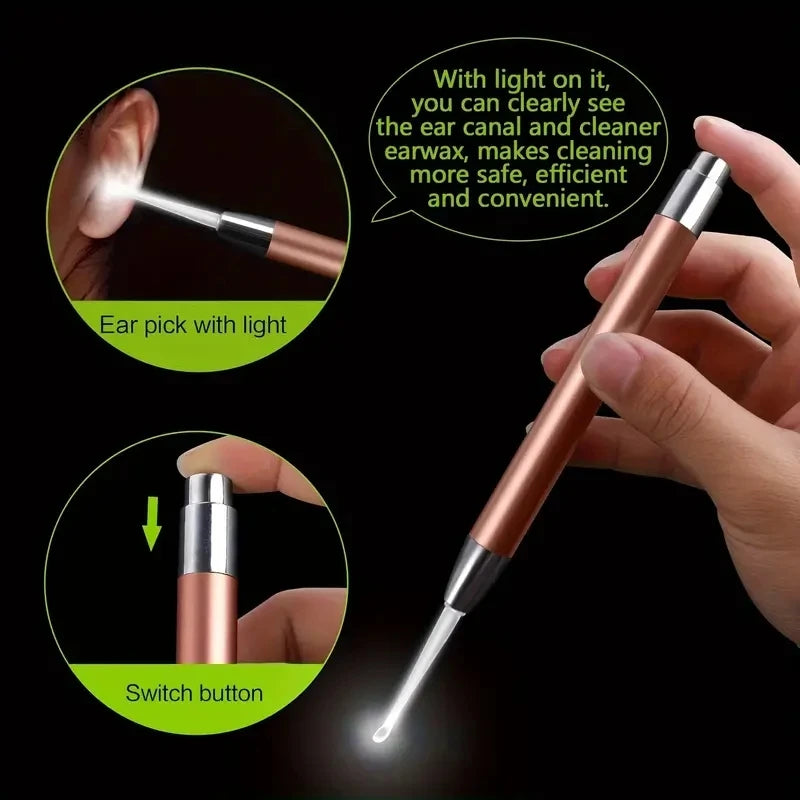 Luminous Ear Scoop, Stainless Steel Ear Scoop with Light, Luminous Ear Cleaner, Visual Ear Picking Tool Peaceful Pleasures Health and Wellness
