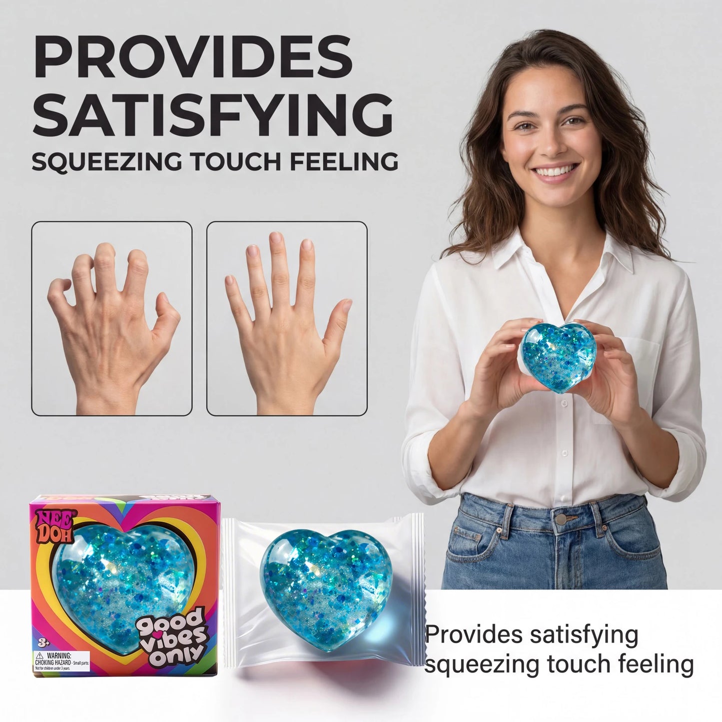 Heart Squishy Fidget Toy – Soft TPR Sensory Squeeze Ball Gift