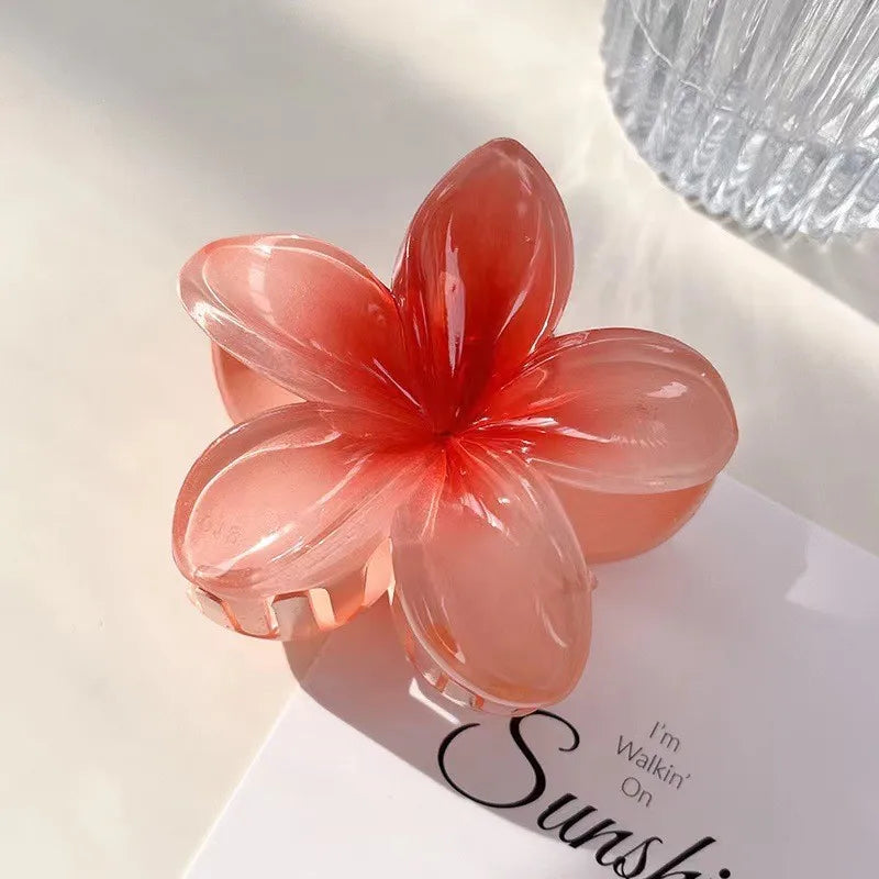 Large Floral Hair Claw Clip – Elegant Plastic Flower Clip for Women Hair Accessories Peaceful Pleasures Health and Wellness Gradient red