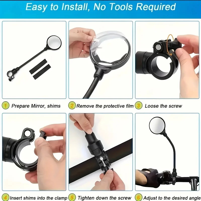 360° Adjustable Bicycle Handlebar Rearview Mirrors – 2pcs HD Convex