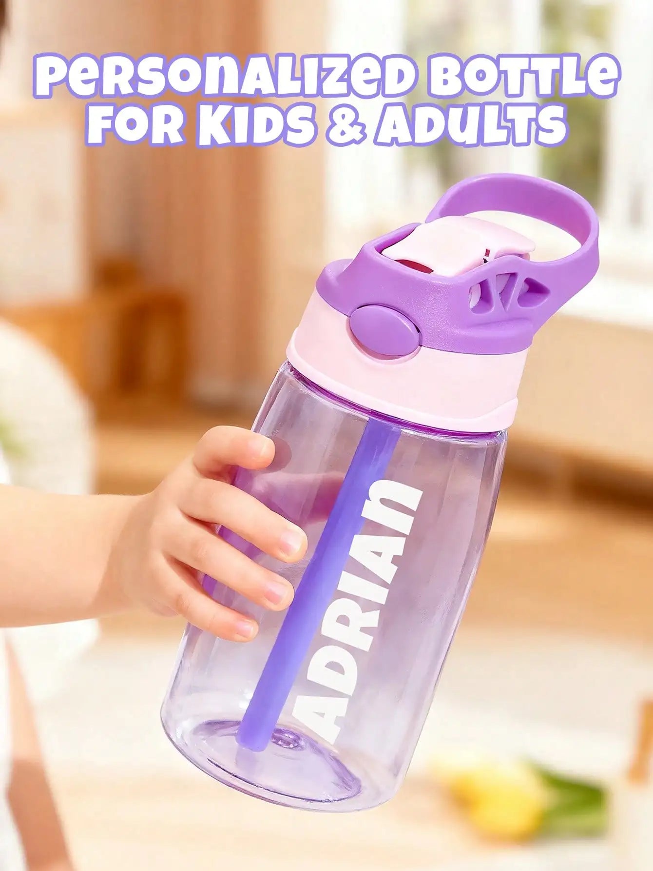 Custom Water Bottle Personalized Name Cup with Straw and Lid 16oz 480ml Gift for Him Her Home Office Peaceful Pleasures Health and Wellness