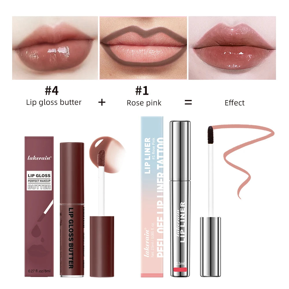 Highly Pigmented Lip Liner And Butter Non-stick Cup Lip Gloss Tattoo Matte Lip Liner Lasting Lip Stain Waterproof Lip Gloss Peaceful Pleasures Health and Wellness set A