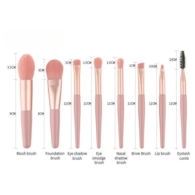 8-Piece Mini Macaron Soft Makeup Brush Set | Beginner Kit