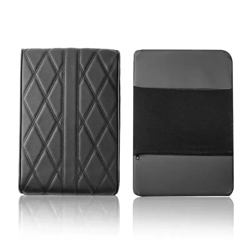 Wave Embroidery PU Leather Car Armrest Mat, Center Console Armrest Protection Cushion with Storage, Universal Auto Armrest PadWa Peaceful Pleasures Health and Wellness