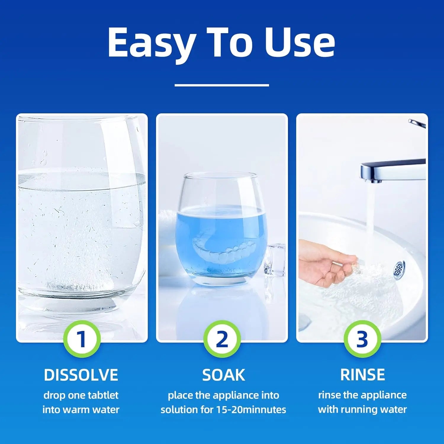 Retainer Cleaner Tablets, Denture & Aligner Cleaning Tablets, Remove Stains Odors Plaque, Night Guard Cleaner, 10 Tablets Peaceful Pleasures Health and Wellness
