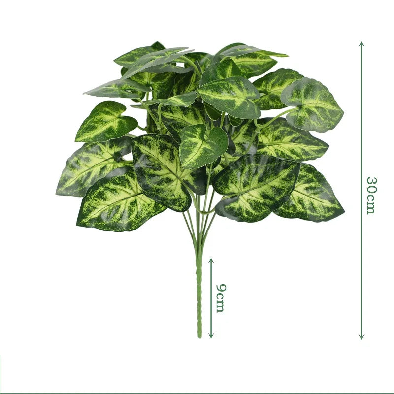 Silk Artificial Tortoiseshell Bamboo Dieffenbachia Fake Leaves