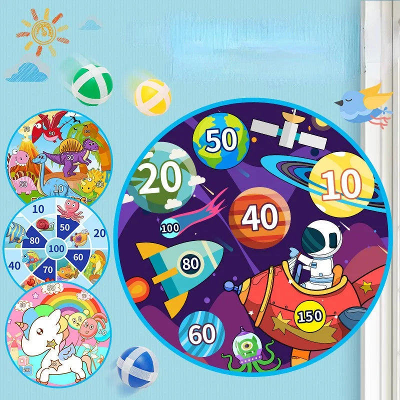 Kids Sticky Ball Dart Board – Safe Indoor Outdoor Party Game
