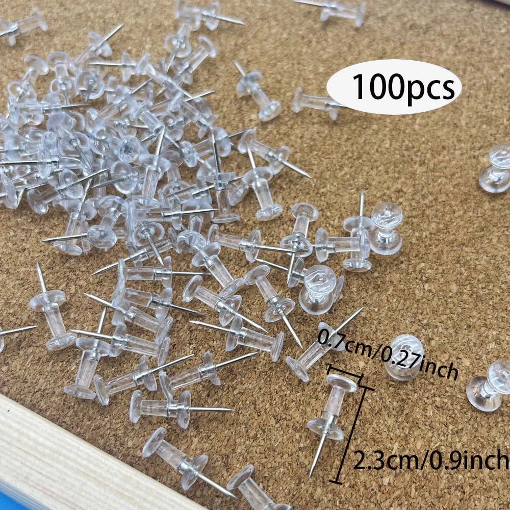 Transparent Push Pins Thumb Tacks with Box – 20/50/100 Pack