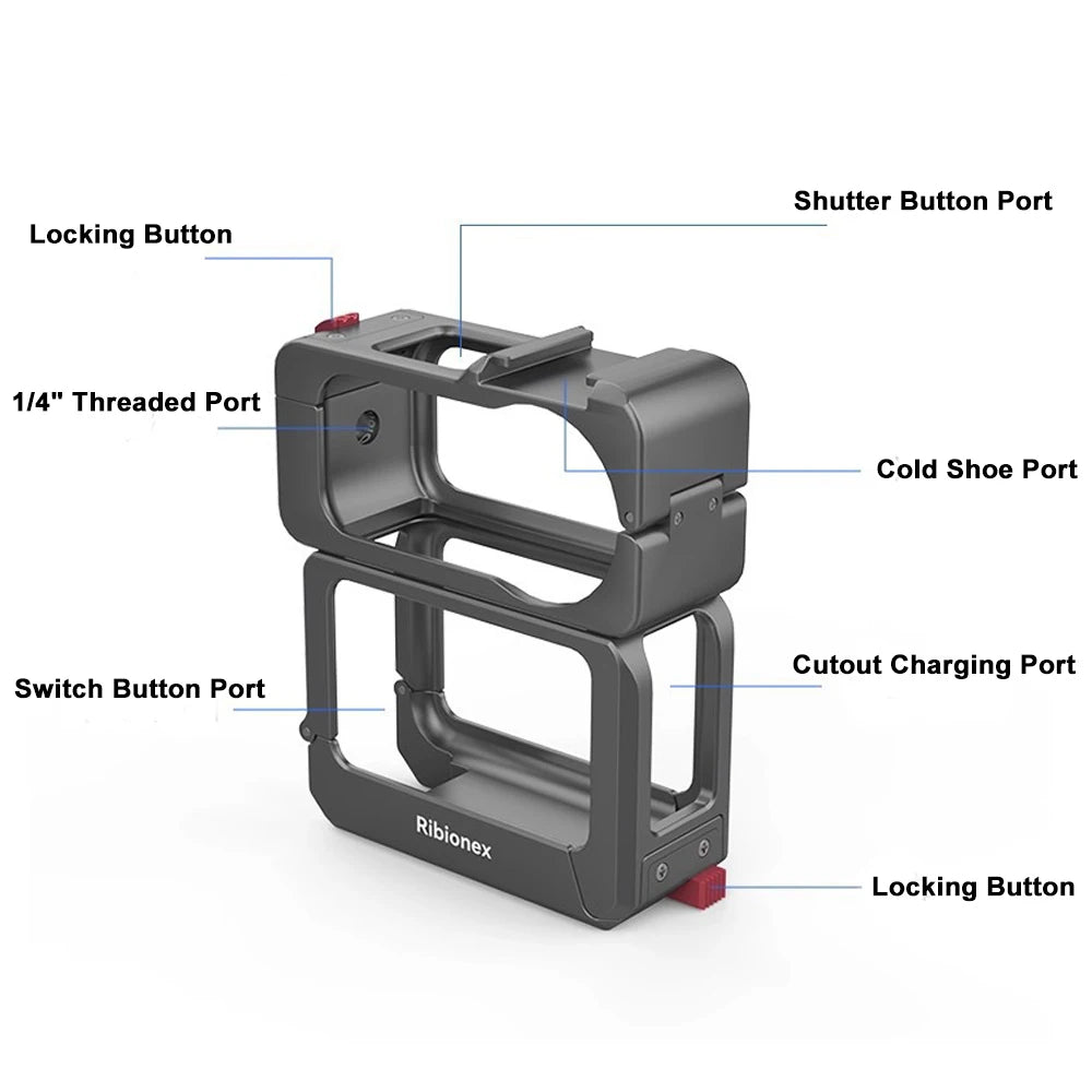 Aluminum Alloy Cage For DJI Osmo Nano Protective Cage Compatible For DJI Mic With 1/4"-20 Threaded Hole/For DJI/Cold Shoe Mount Peaceful Pleasures Health and Wellness
