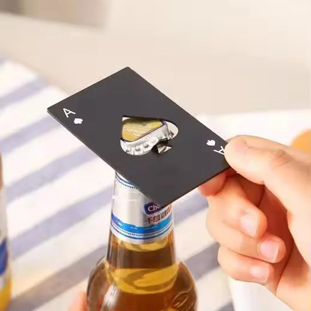 Stainless Steel Playing Card Bottle Opener | Spades Bar Tool