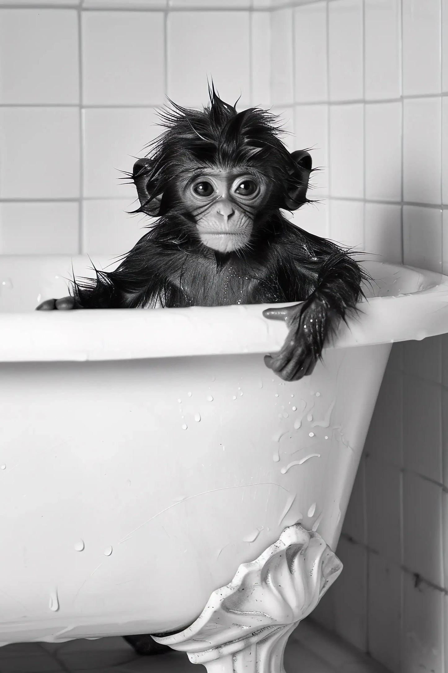 Black & White Cute Animal Toilet Paper Canvas Wall Art Poster