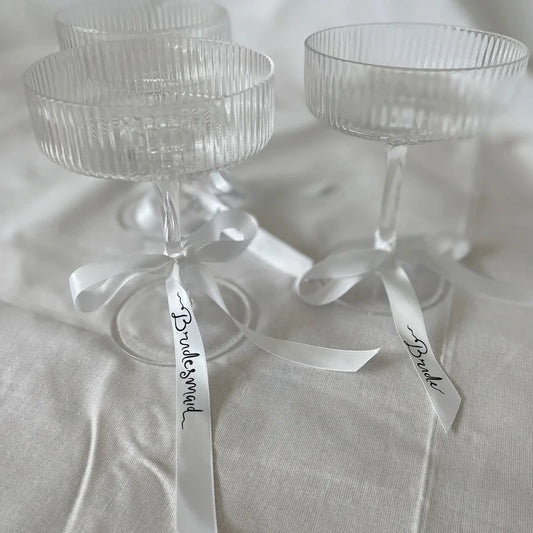 Bridal Shower Champagne Glass Bow Drink Tags | Wedding Decor Wedding Party Decoration Peaceful Pleasures Health and Wellness