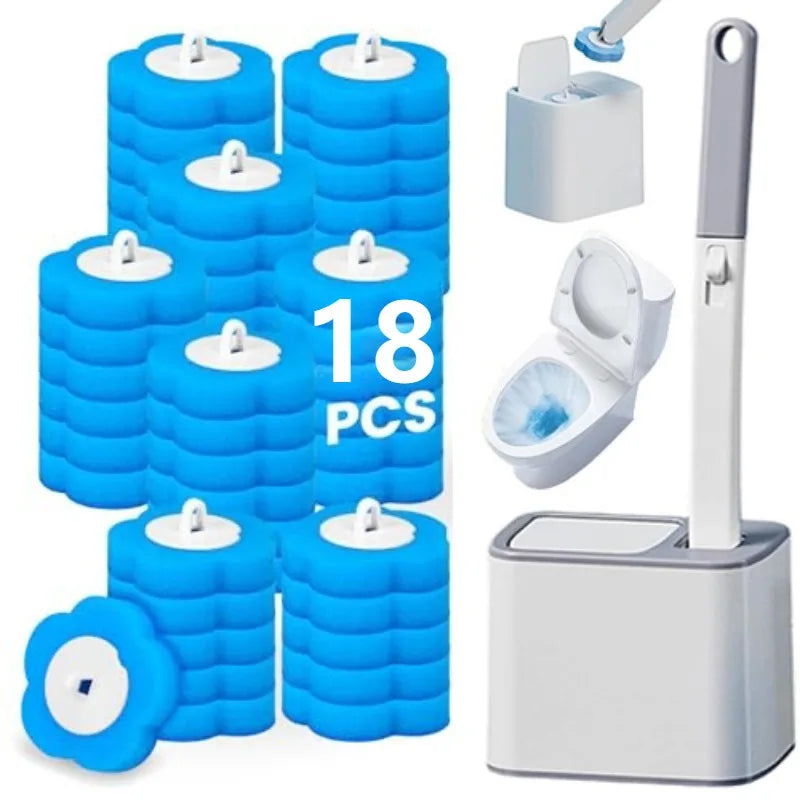 Disposable Toilet Brush Kit – Long Handle & 360° Cleaning Heads