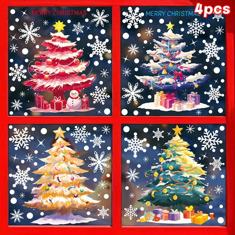 Christmas Window Clings – Tree, Snowman & Snowflake Decals