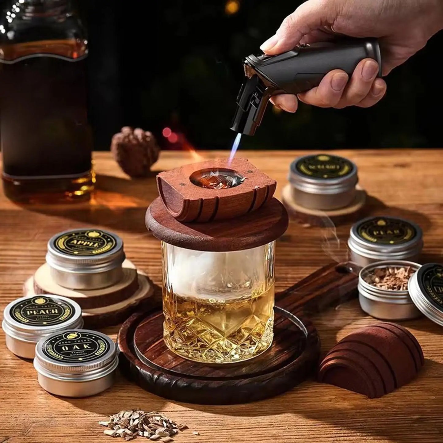 Wooden Whiskey Cocktail Smoker | Spirits Infuser Bar Gift