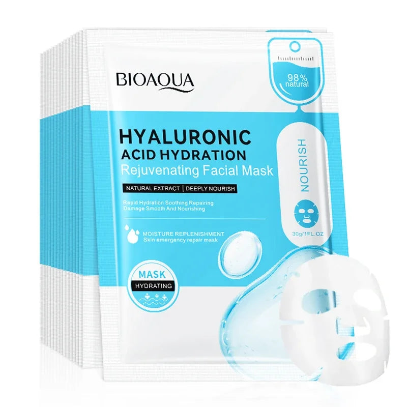 BIOAQUA Hyaluronic Acid Face Sheet Masks 10 Pack – Hydrating