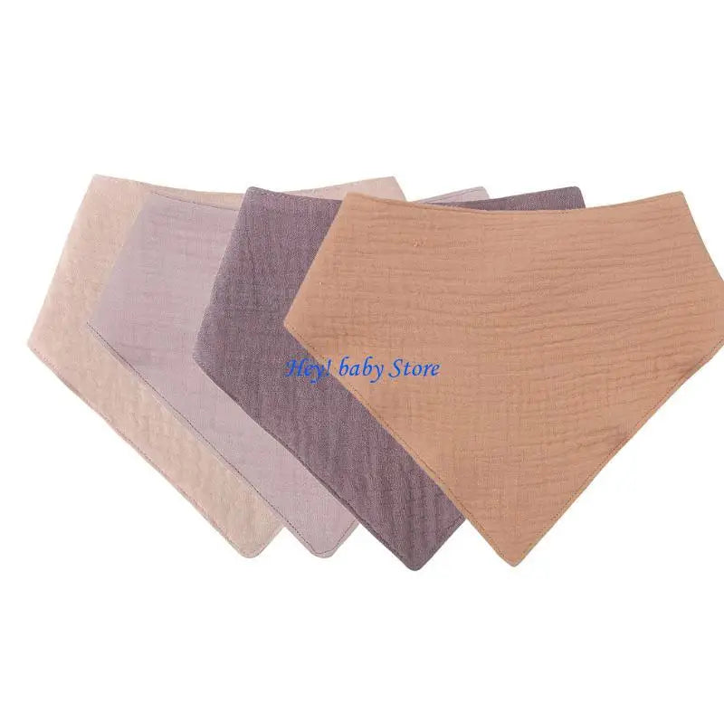 4-Pack Soft Cotton Bandana Baby Bibs | Muslin Drool Towels