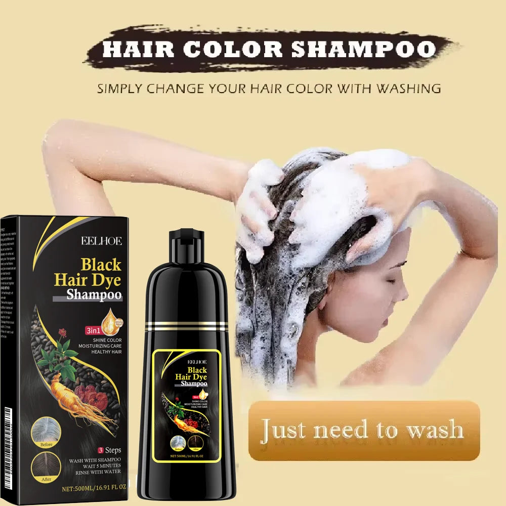 3-in-1 Natural Herbal Hair Dye Shampoo – Gray to Dark Brown or Black Peaceful Pleasures Health and Wellness