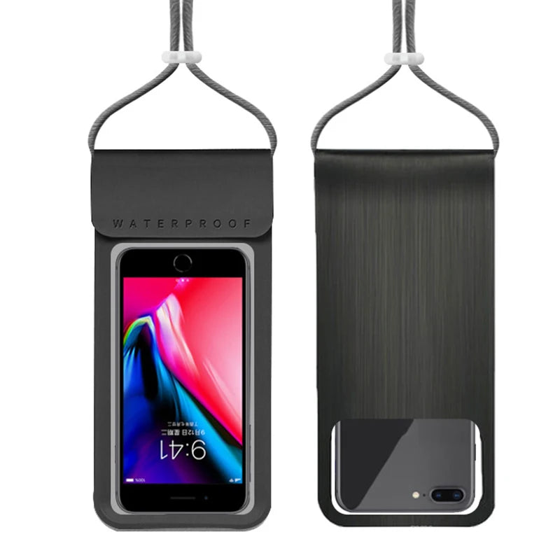 IPX8 waterproof mobile phone bag waterproof phone pouch for swimming phone armbands and pouches diving phone case under water Peaceful Pleasures Health and Wellness Black(6.8inch)
