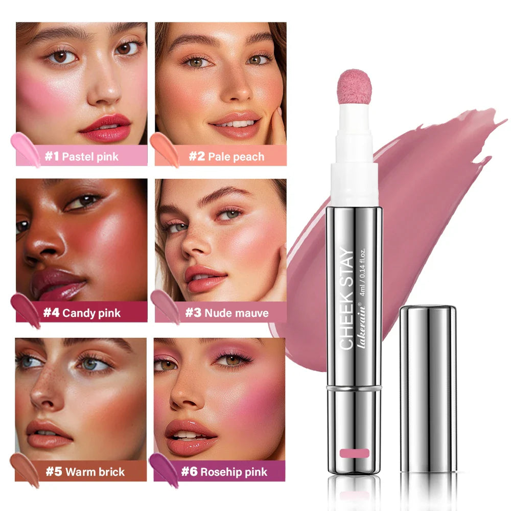 Liquid Blush Stick 6 Shades – Matte, Waterproof, Sponge Tip