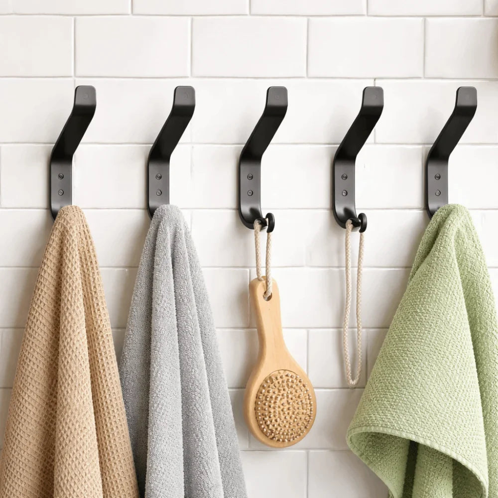 Heavy Duty Black Carbon Steel Wall Hooks – Multi-Pack Set