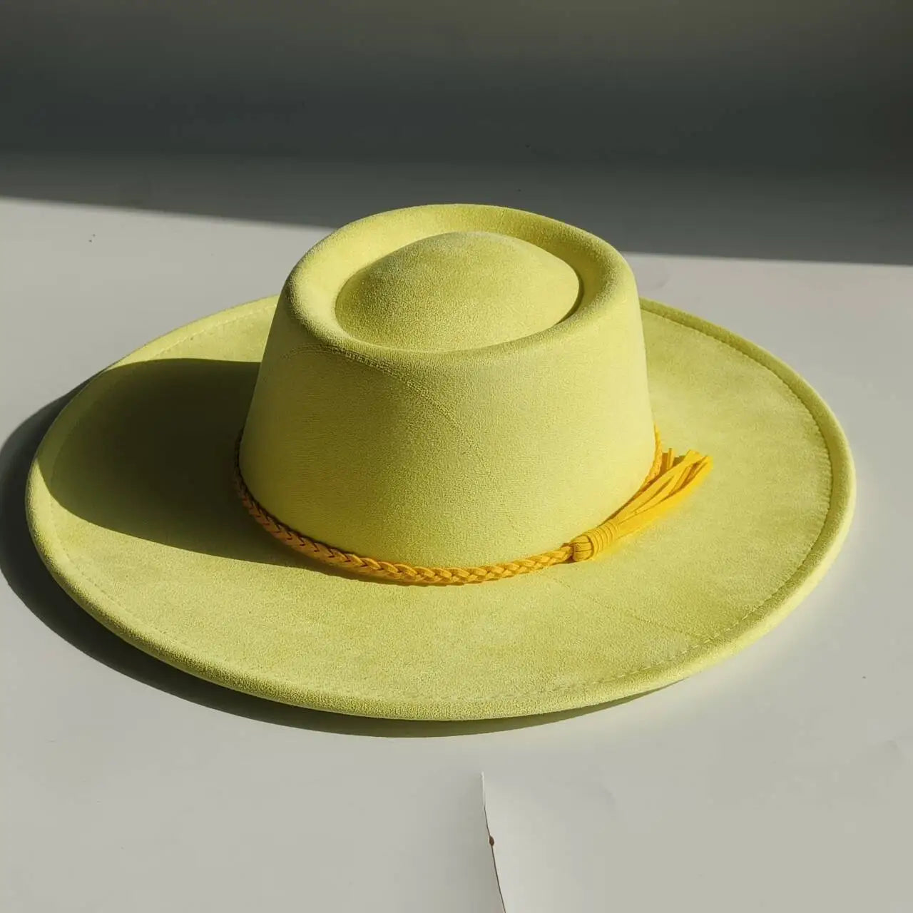 Vegan Suede Fedora Hat | Rhinestone Wide Brim Pork Pie