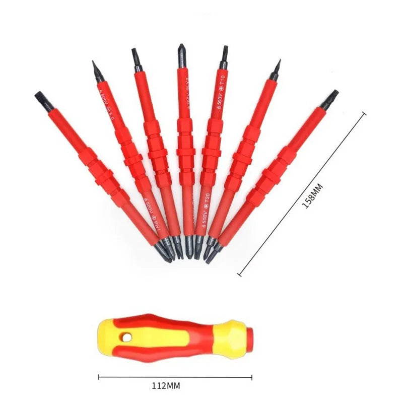 Electrician Repair Tools Kit 15pcs 1000V Changeable Insulated Screwdrivers Set with Magnetic Slotted Phillips Pozidriv Torx Bits Peaceful Pleasures Health and Wellness
