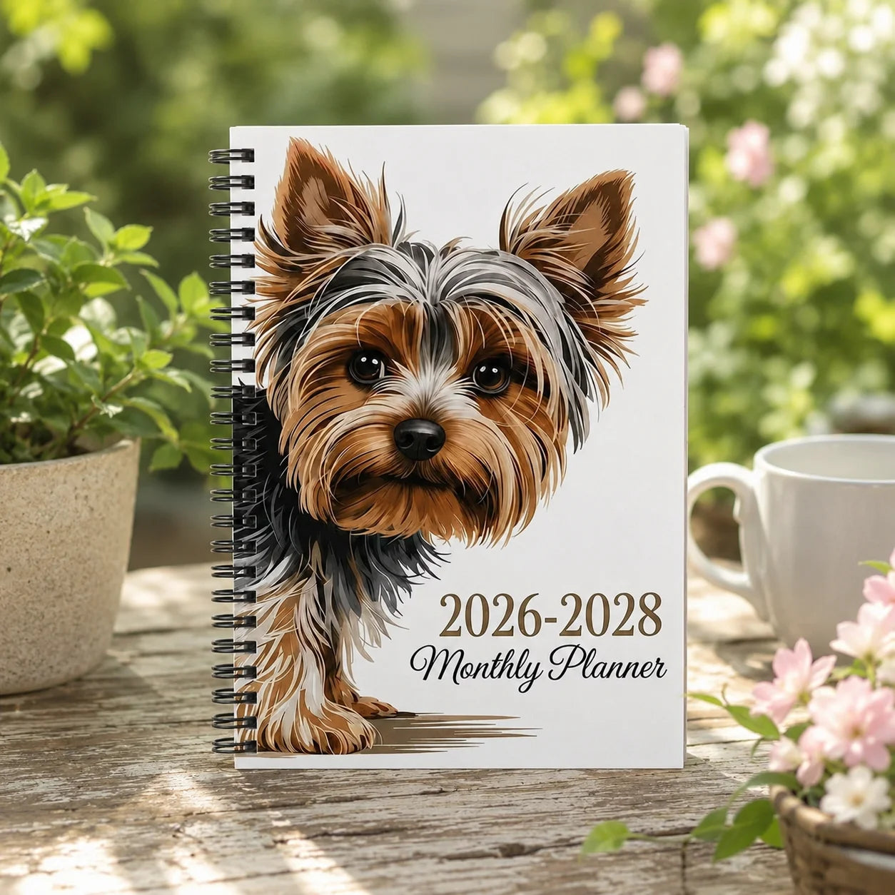 Cute Dog 2026-2028 Monthly Planner Spiral Notebook Daily Weekly