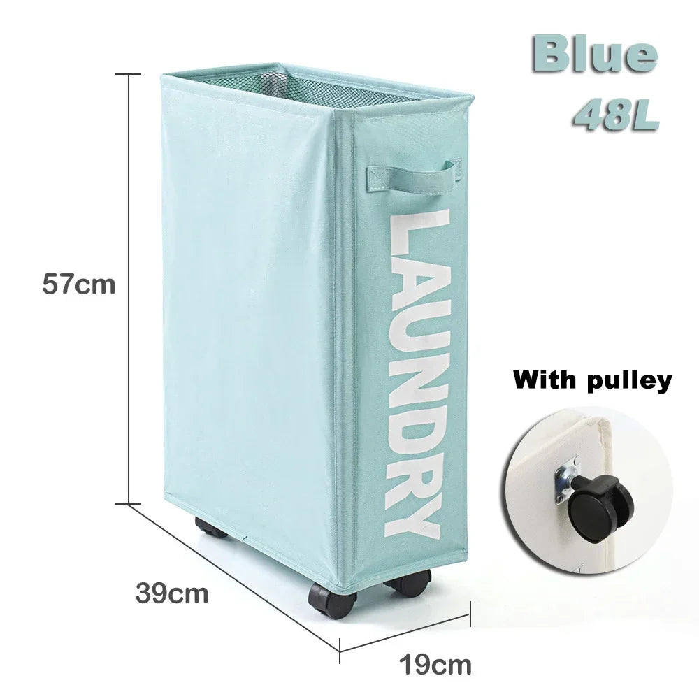 Foldable Laundry Basket with Wheels – Oxford Clothes Storage Box