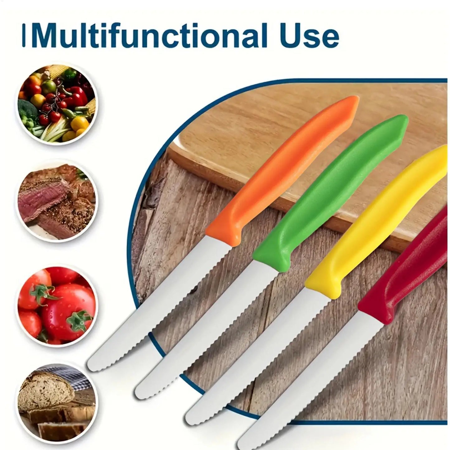 5-Piece Serrated Stainless Steel Steak Knife Set | BBQ & Dining