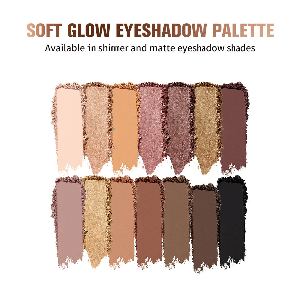 Soft Glow Eyeshadow Palette 14 Color Tones Natural Gentle Long lasting Eye Makeup Effect High Color Rendering Eyeshadow Palette Peaceful Pleasures Health and Wellness