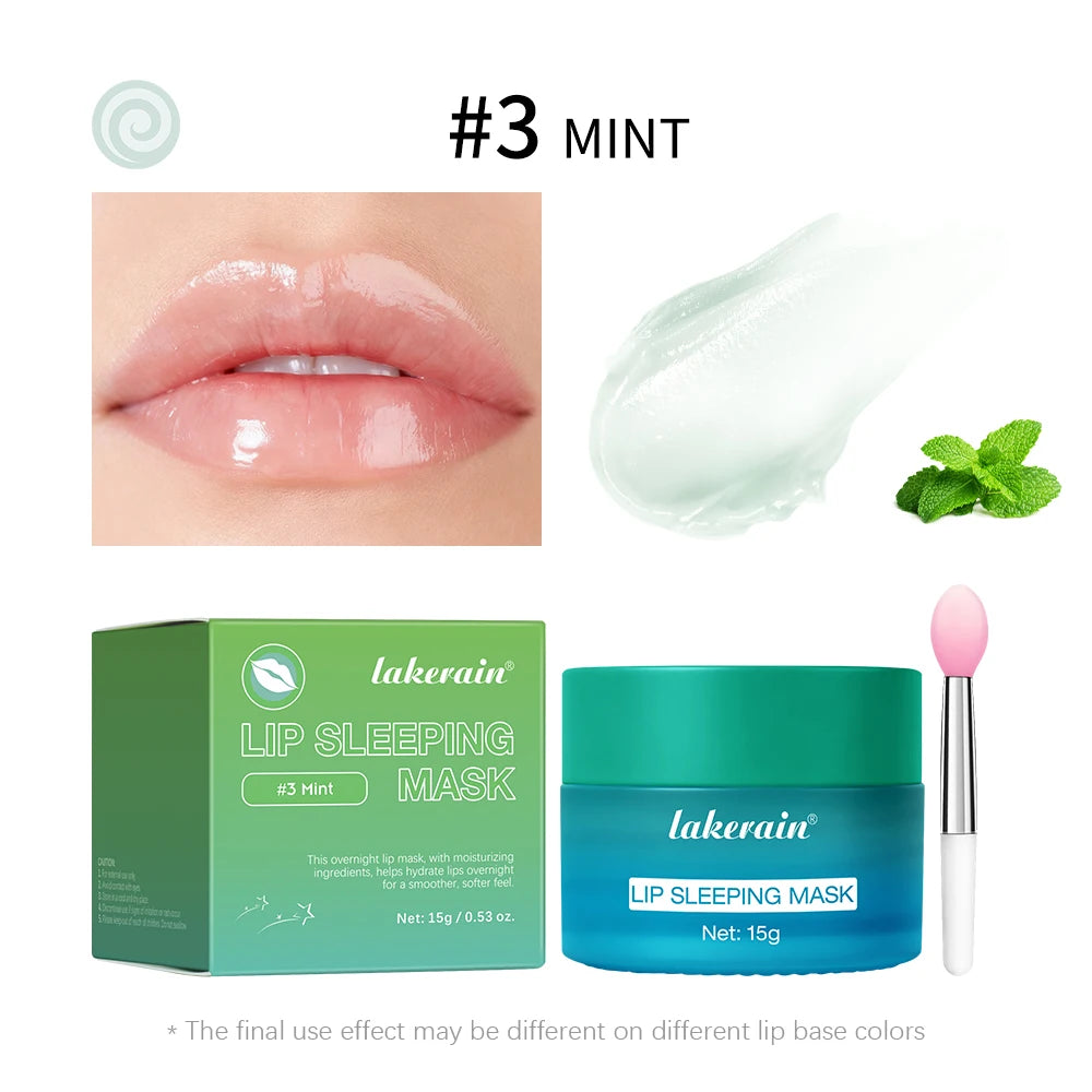 Lakerain Lip Sleeping Mask Smooth Creamy Texture Dual-Color Formula Overnight Hydration Non-Sticky Natural Protection Lip Mask Peaceful Pleasures Health and Wellness Mint flavour