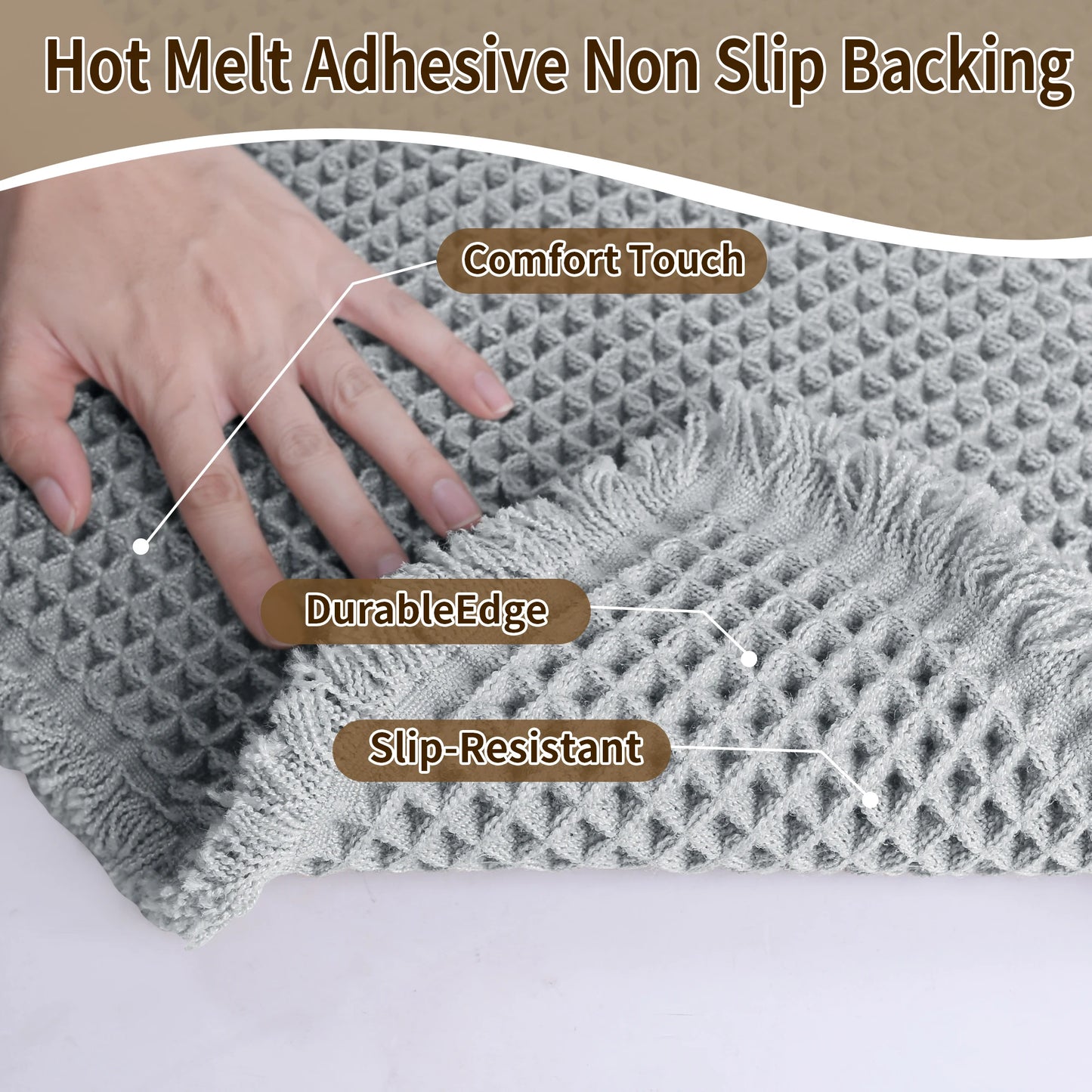 1PC Waffle Solid Color Bath Mat Washable Bathroom Rugs Anti-Slip Super Absorbent Soft Shower Mat for Home Bathroom Tub Shower Peaceful Pleasures Health and Wellness