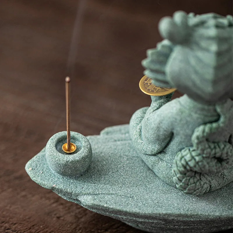 Alabaster Dragon-Snake Tea Pet & Incense Base | Feng Shui Decor Feng Shui Figurine Peaceful Pleasures Health and Wellness