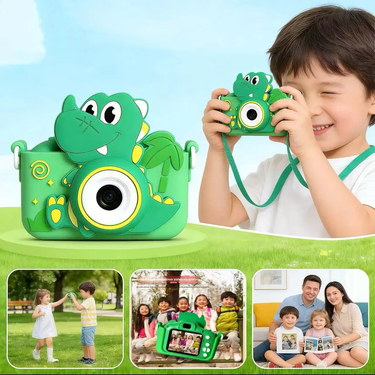 Kids Digital Camera Dual Lens Selfie Video Camera 1080P HD Children Toy Camera With 128GB Silicone Protective Boys Girls Gift Peaceful Pleasures Health and Wellness