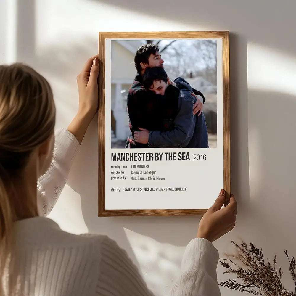 Movie M-Manchester by the Sea Poster HD Self Adhesive Waterproof Wall Art Ideal for Home Office Dorm Bedroom Great Gift Peaceful Pleasures Health and Wellness White2 40X50cmNoframe