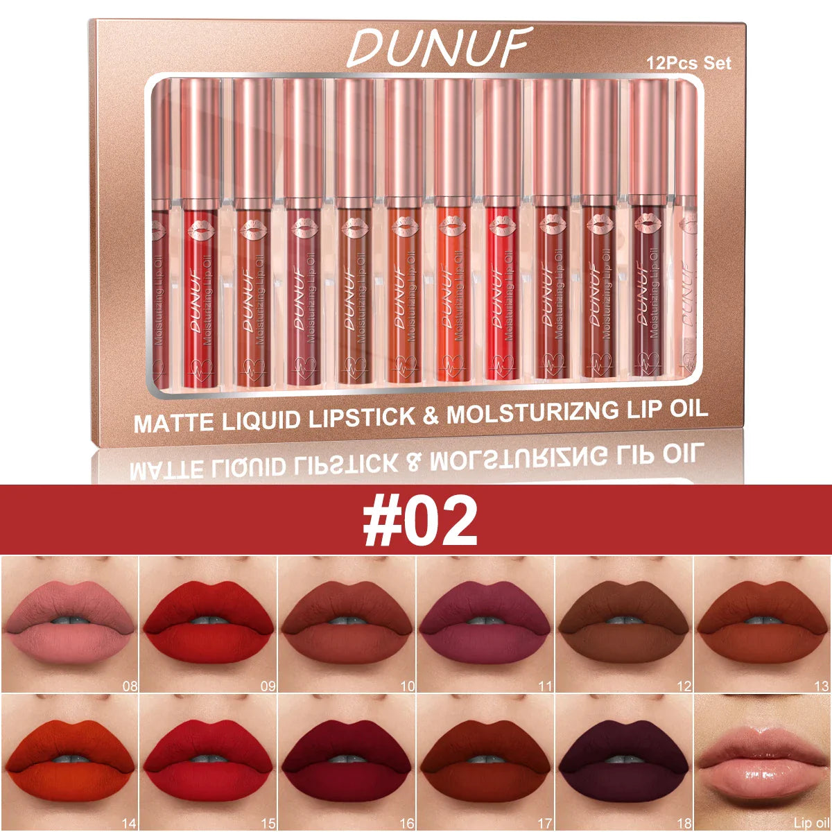 12-Pc Matte Lipstick Set – Waterproof & Long-Lasting Lip Gloss