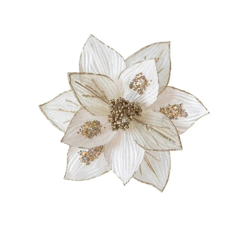 Glitter Magnolia Artificial Flowers | Flexible Stems 24cm