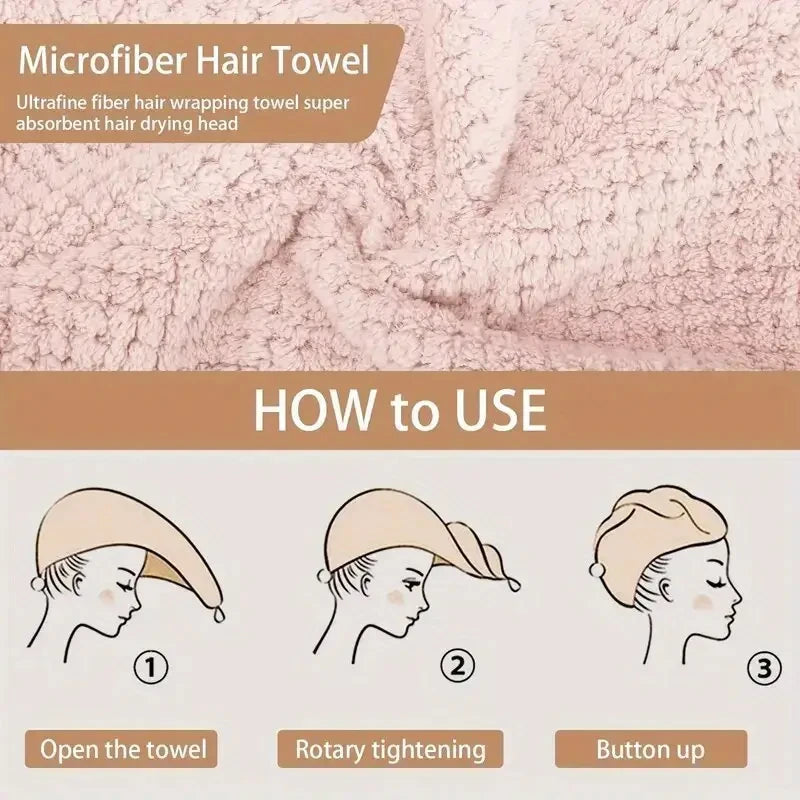 3-Pack Microfiber Hair Towel Turban – Quick Dry Shower Bonnet