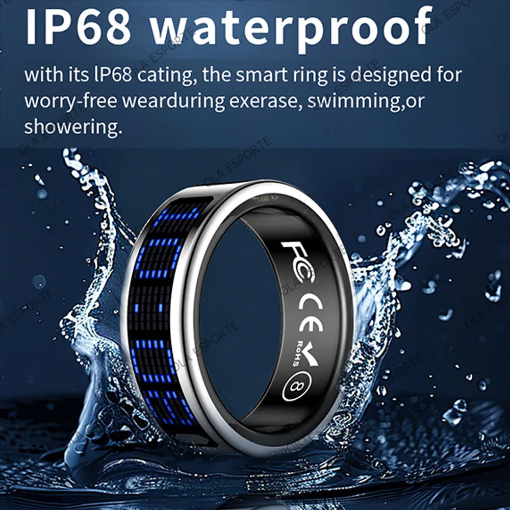 2025 Smart Ring Men Women LED Dynamic Display Screen Heart Rate Blood Oxygen Monitoring 5ATM Waterproof Multi Sports Modes Gifts Peaceful Pleasures Health and Wellness