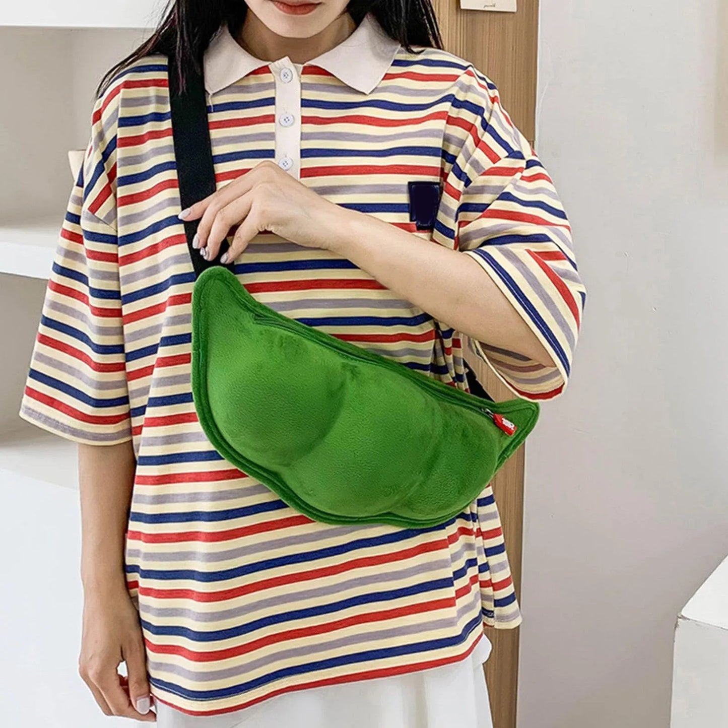Edamame Plush Crossbody Bag – Fun Novelty Shoulder Bag