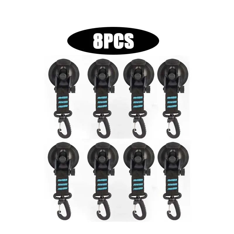 Car Tent Suction Cup Hooks | Camping Awning Buckle Clips 4-Pack