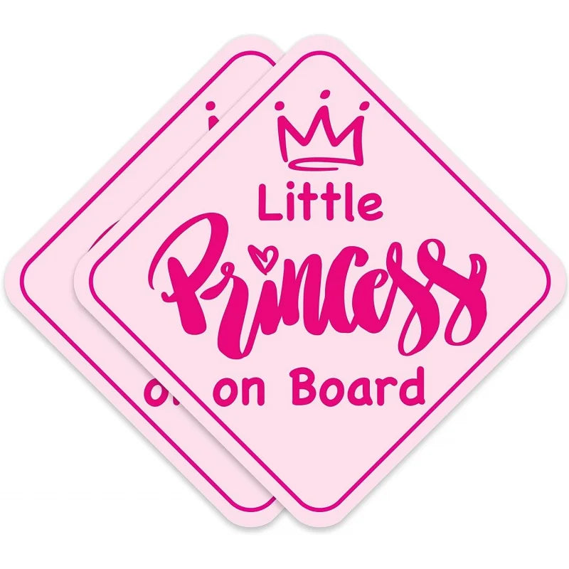 Princess On Board Pink Vinyl Car Sticker | Baby Girl Decal