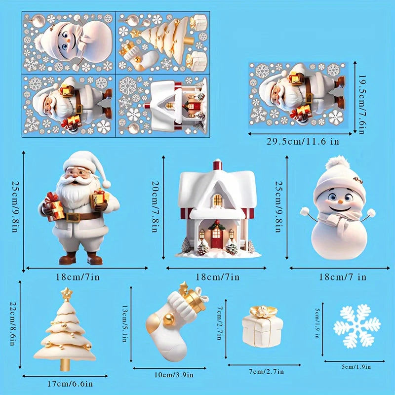 4-Piece Christmas Door & Window Stickers | Holiday Decor Set