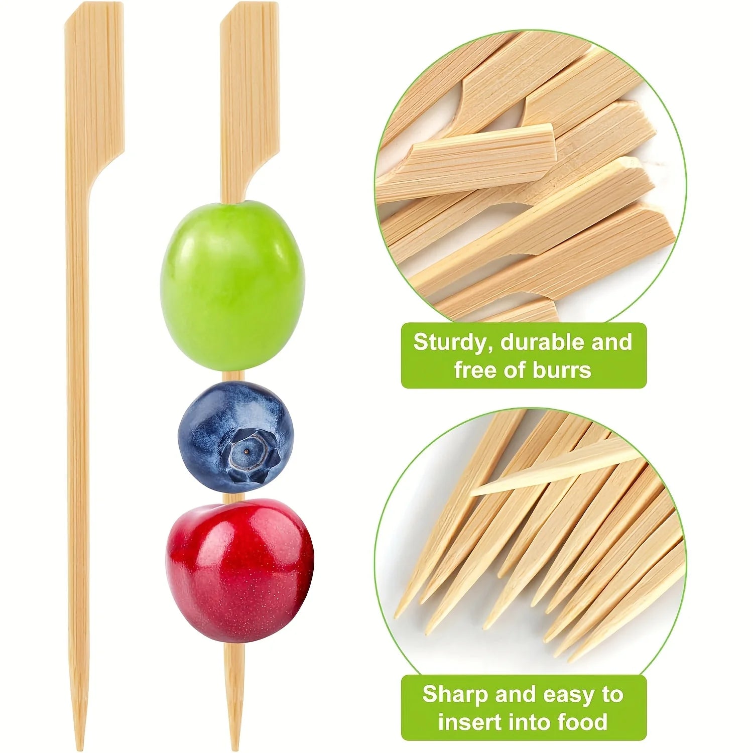 100 Bamboo Skewers – Paddle Picks for BBQ, Cocktails & Appetizers Bamboo Skewer Picks Peaceful Pleasures Health and Wellness