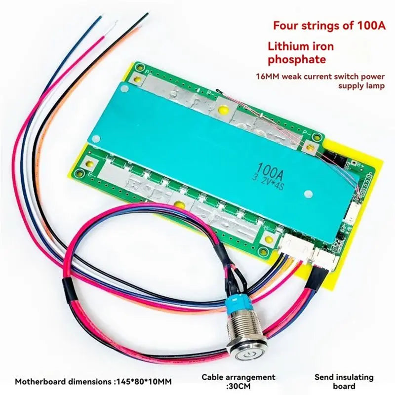 4S 12.8V LiFePO4 BMS 130A Battery Protection Board + Switch