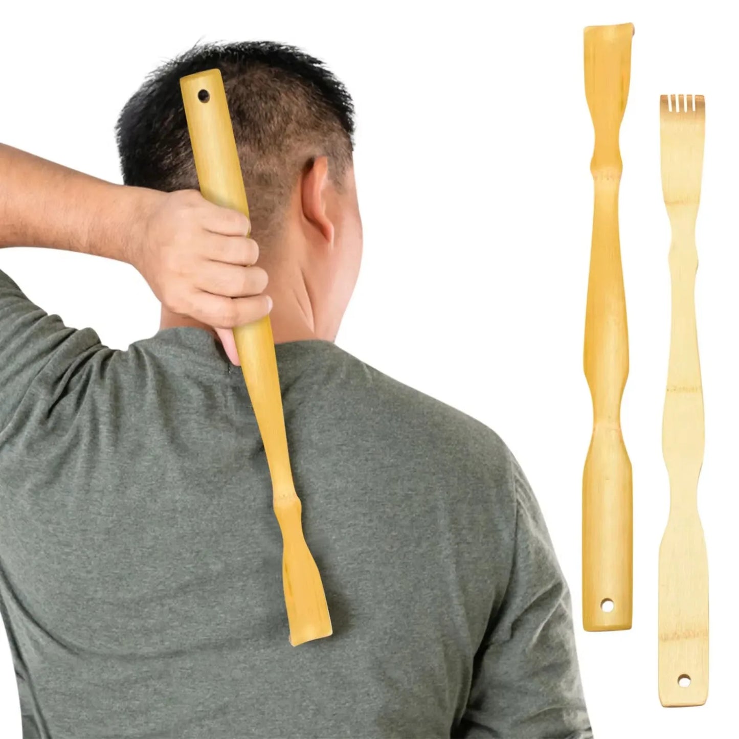 Bamboo Back Scratcher Aid Stick Scratching Massage Roller Long Wooden Body Large Stick for Men and Women Back Scratcher Massager Peaceful Pleasures Health and Wellness