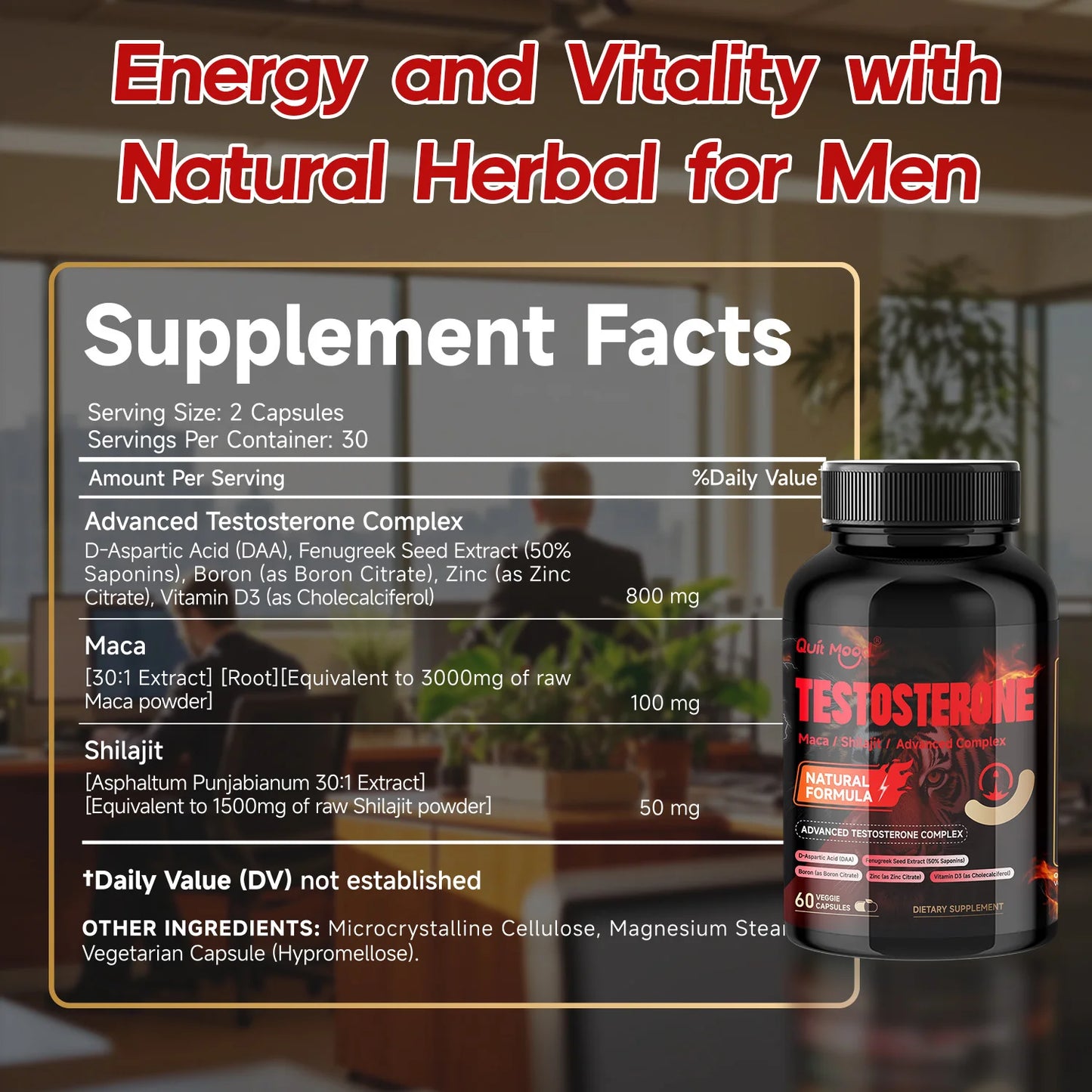 Quitmood Men’s Testosterone Support Capsules – 60ct Peaceful Pleasures Health and Wellness