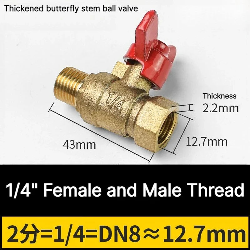 Brass Butterfly Handle Ball Valve 1/4"–3/4" Female Thread Shut-Off