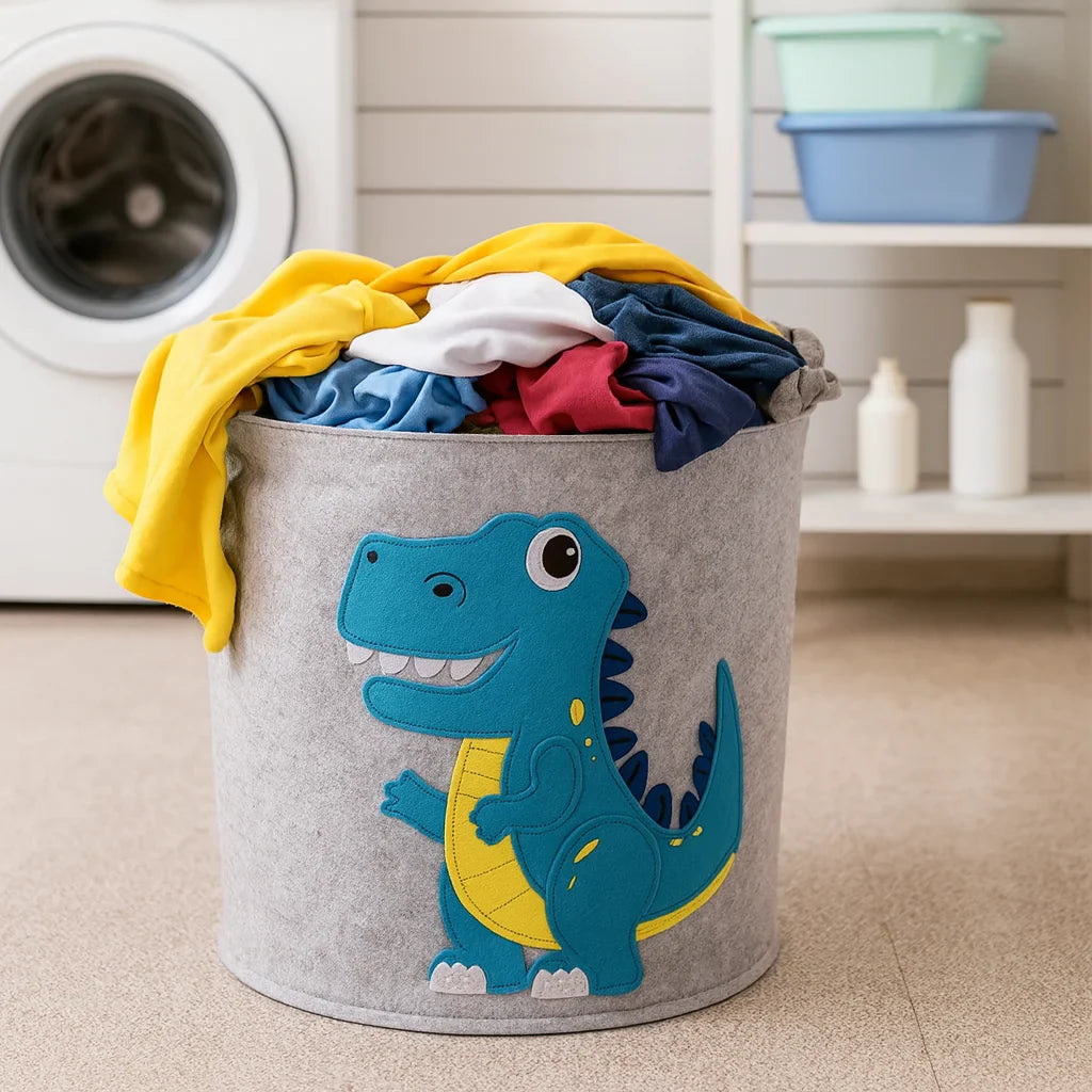 Felt Cartoon Toy Storage Basket – Kids Nursery Hamper Organizer